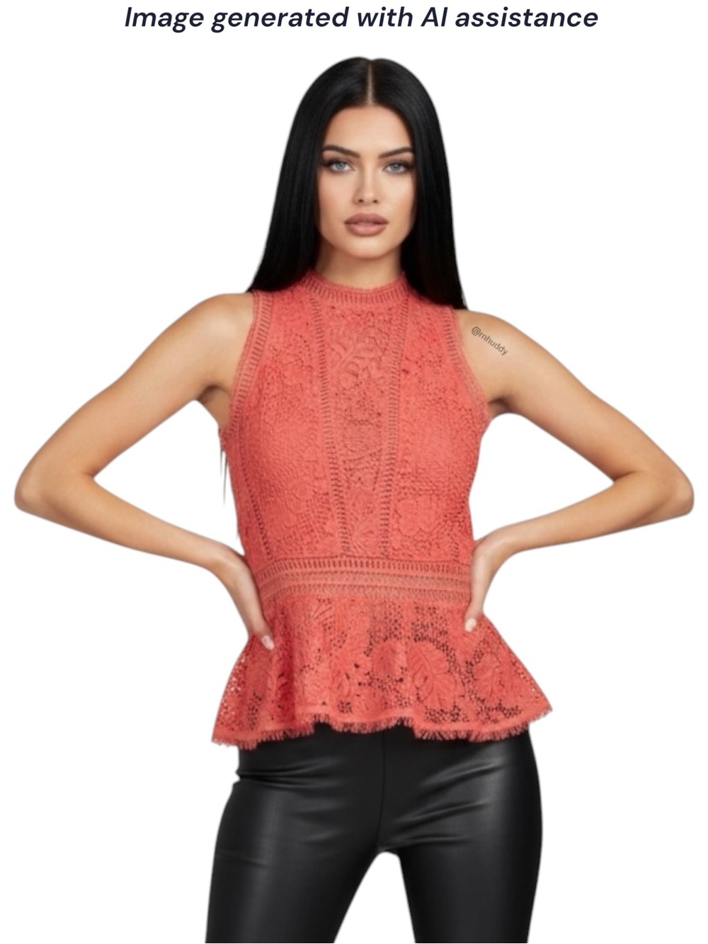 Rebecca Taylor size 6 coral Arella Lace Peplum Top